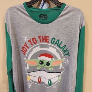 Star Wars MANDALORIAN The Child "Joy To The Galaxy" Long Sleeve Shirt. Men's L